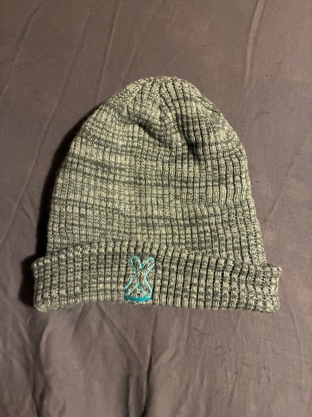 Apollo Beanie Hat Unisex One Size Gray Fleece Lined Knit Cuffed Embroidered